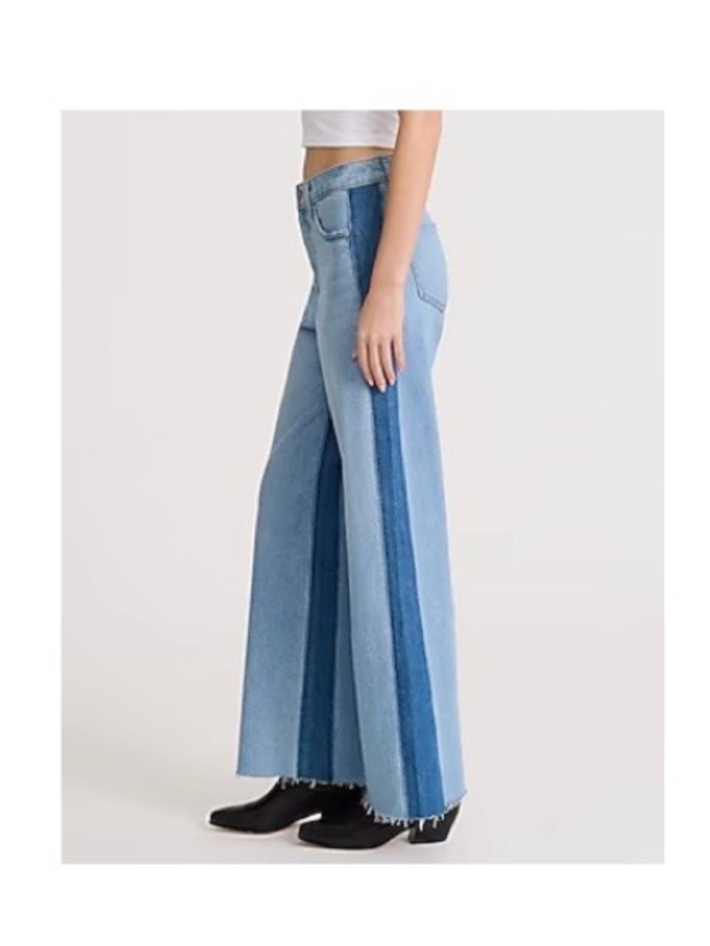 Express High Waisted Light Wash Side Stripe Wide Leg Jeans